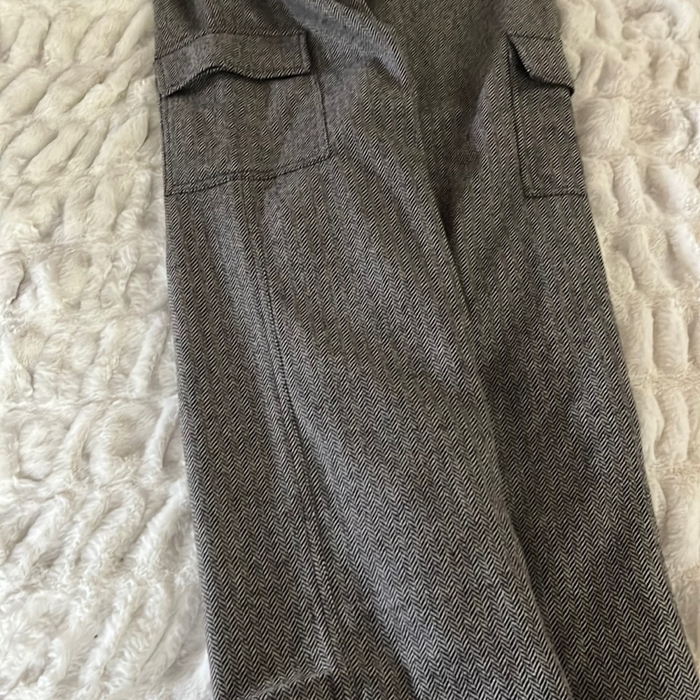 Brown Houndstooth Wool Pants 8 Cargo Straight Leg… - image 4